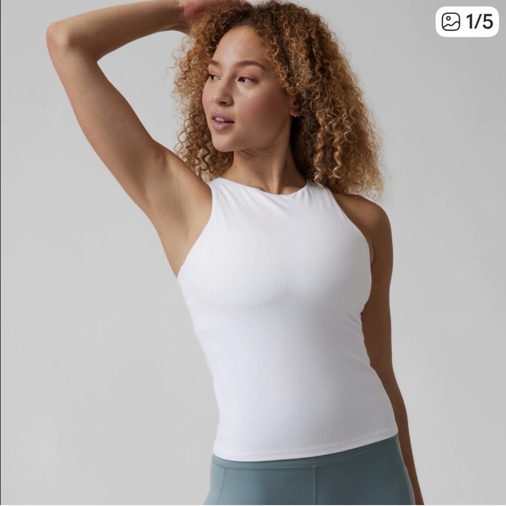 Athleta White Conscious Support High-Neck Tank Top